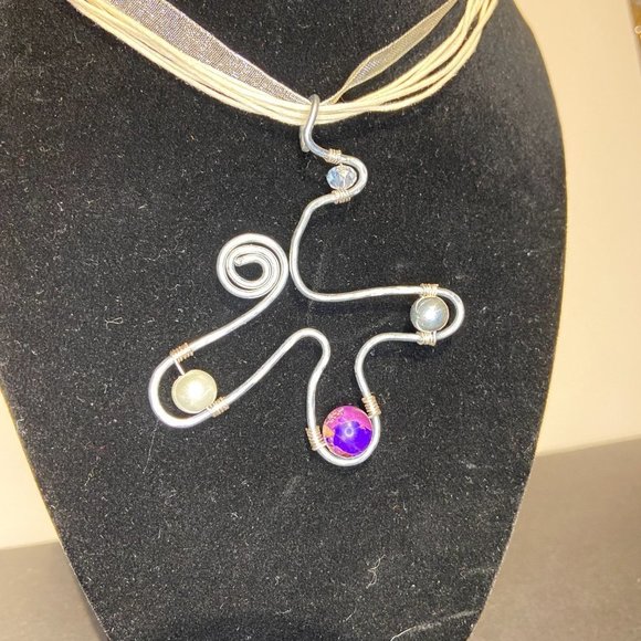 Artisan Created Hammered Stainless Steel with Jasper, Silver Plated and Crystal - Picture 11 of 12